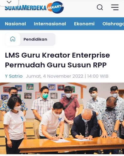 Artikel suara merdeka yang memuat berita tentang LMS Guru Kreator